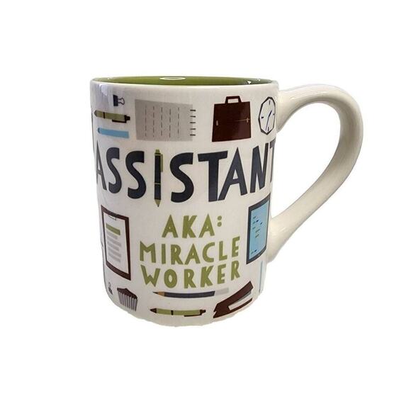 Our Name Is Mud Coffee Mugs, Assistant AKA Miracle Worker Ceramic Drinking Mug - Picture 1 of 7